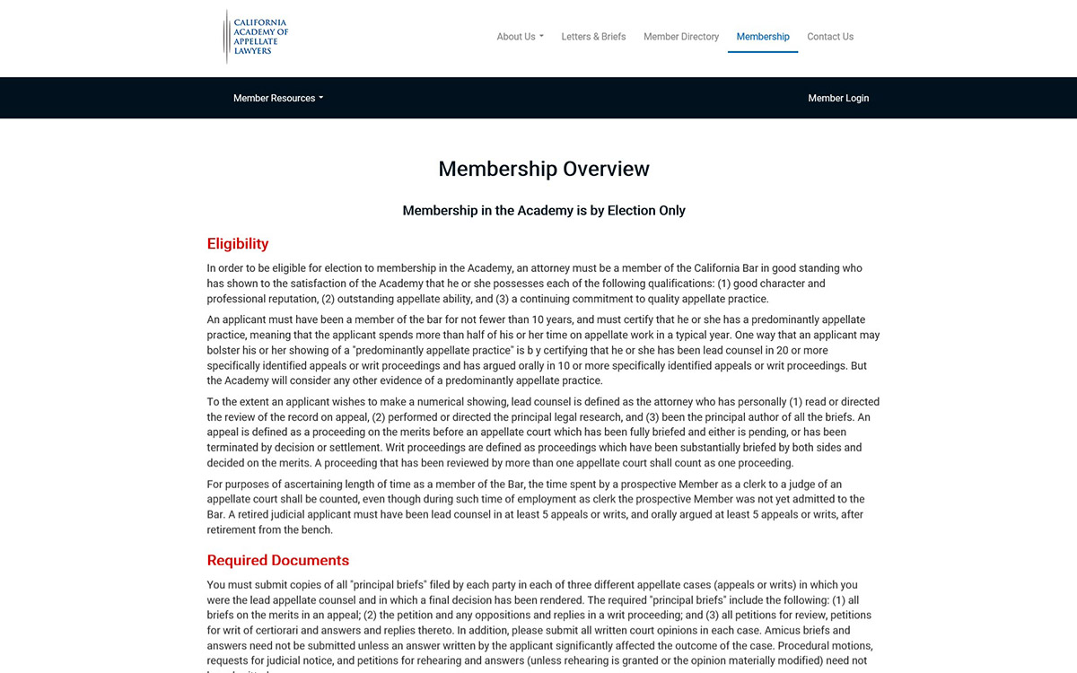 California Academy of Appellate Lawyers Slide 2
