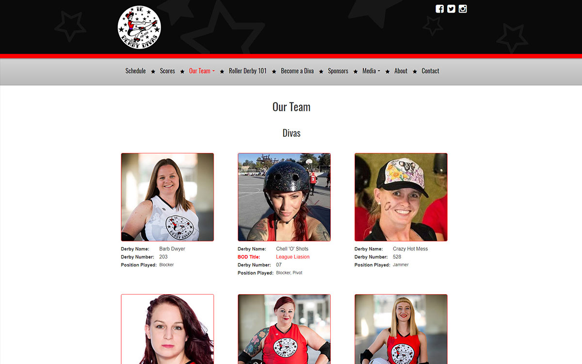 IE Derby Divas Website Slide 2